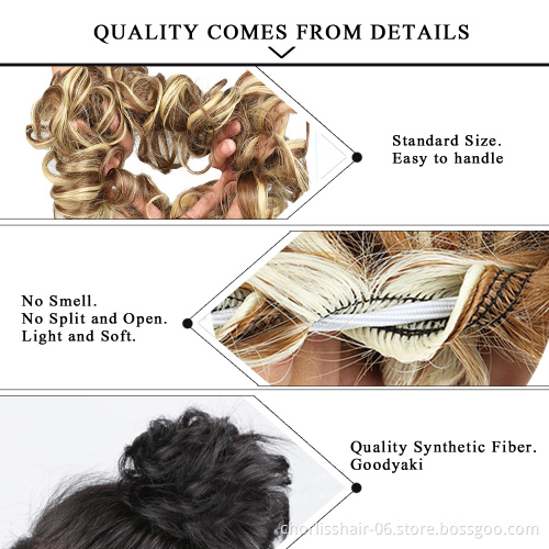 Wholesale Cheap 90g Messy Curly Hairpieces for Women Hair Bun Elastic Scrunchie Chignon Updo Curly Synthetic Hair chignon